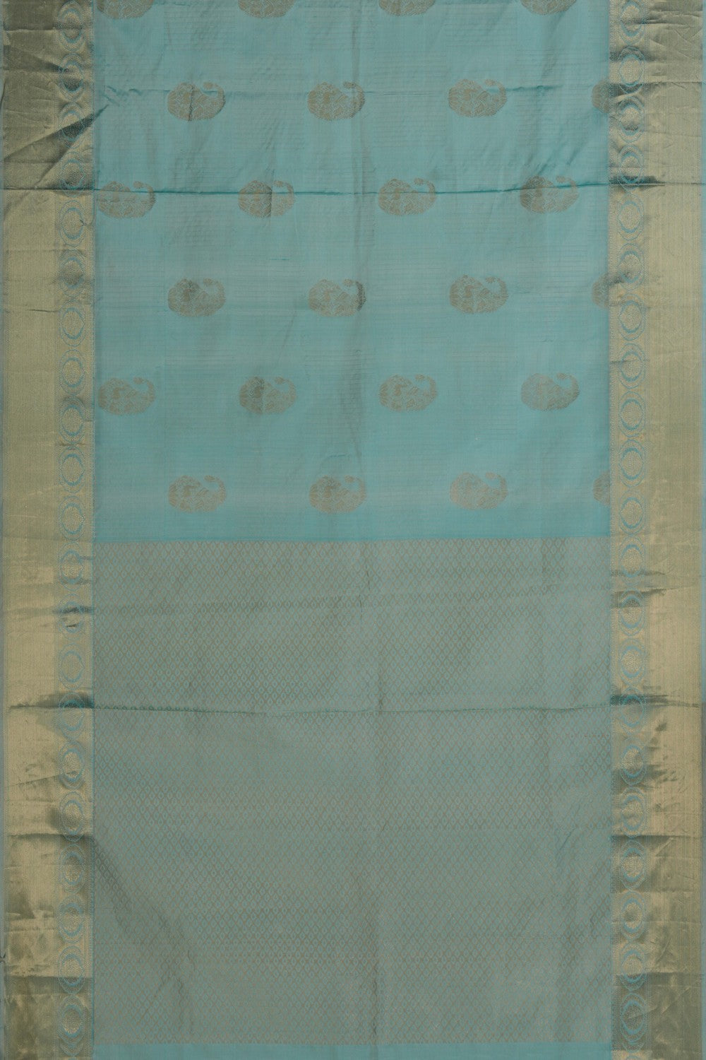Image of Peacock Blue South Silk Saree